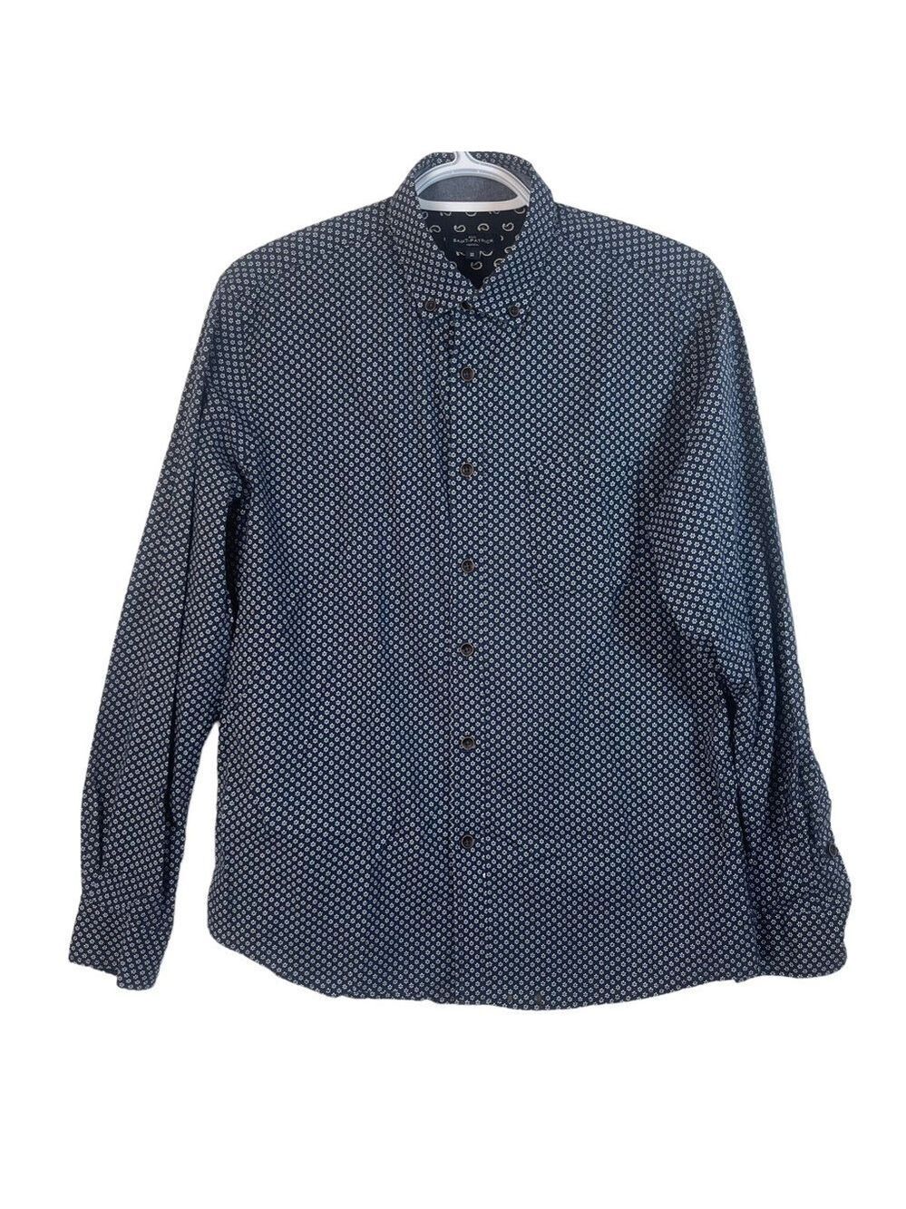 Saint-Patrick Blue Floral Long Sleeve Casual Button Down Dress Shirt Siz…